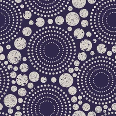 Behang Abstracte naadloze geometrische patroon. Cirkels achtergrond met ruwe textuur. © floralpro