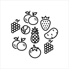 Healthy Organic eco vegetarian food Logo design vector template. Ecology fresh from farm fruits Logotype concept icon.
