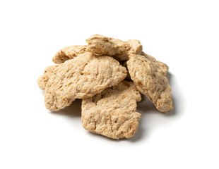 Raw Dehydrated Soy Meat or Soya Chunks Isolated