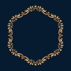 Vintage round frame with gold border pattern