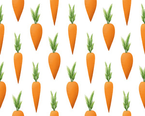 Carrots seamless pattern, orange easter bunny spring pattern on white background