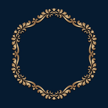 Vintage round frame with gold border pattern