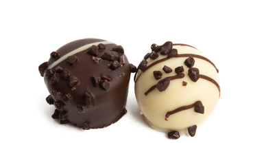 chocolate truffles isolated