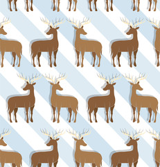 Minimal 2d shade paper continuous seamless pattern wallpaper graphics for herd of silhouette deer in snow plain