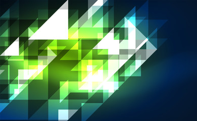 Fototapeta premium Abstract background, mosaic triangle pattern with transparent effects on glowing neon shiny backdrop. Vector Illustration For Wallpaper, Banner, Background, Card, Book Illustration, landing page