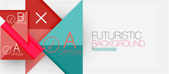 Abstract background, geometric business multicolored paper infographic - triangle frames for text, icons or graphics on light background with copyspace. Vector Illustration For Wallpaper, Banner