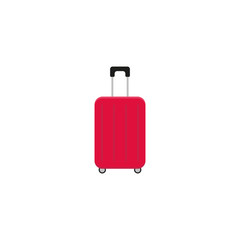 Red suitcase icon. Luggage, baggage. Vector illustration. Flat design. 