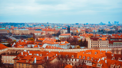 Naklejka na ściany i meble Beautiful view on the Prague city, Czech Republic