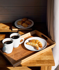 Croissants and coffee in the hotel