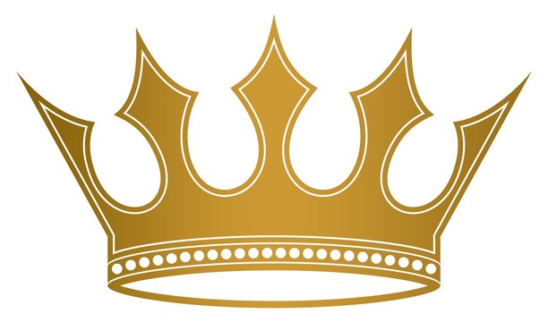 Krone mit Zacken in Gold auf einem wei&szlig;en isolierten Hintergrund.