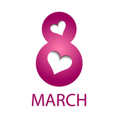 Creative 8 March logo vector design with international women's day icon.Women's day symbol.Minimalistic design for international women's day concept.Vector illustration
