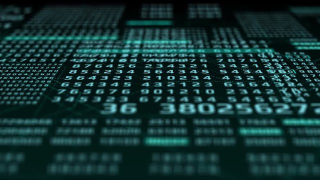 Digital Binary Code Background Wallpaper Futuristic User Interface. Animation Number  Realtime Selective Focus Technology Processing Element.