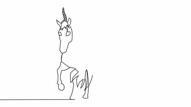 Self drawing simple animation of unicorn design.