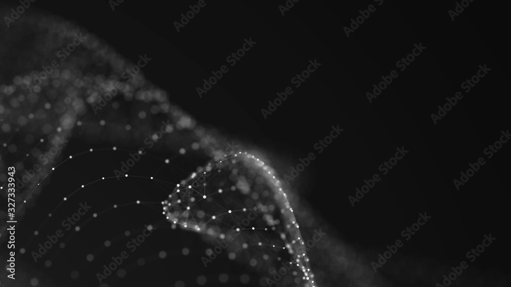 Leinwandbilder Data technology illustration. Abstract background with connecting dots and lines. 3d rendering.