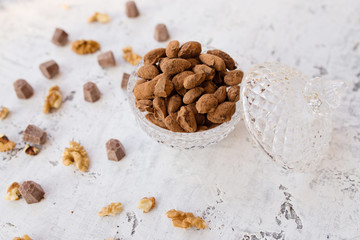 chocolate nuts in a plate