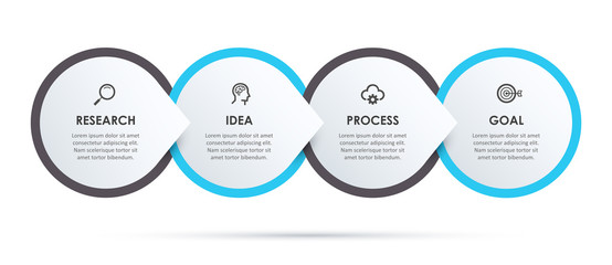 Vector Infographic design with icons and 4 options or steps. Infographics for business concept. Can be used for presentations banner, workflow layout, process diagram, flow chart, info graph