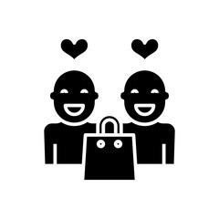 Client purchase black icon, concept illustration, vector flat symbol, glyph sign.