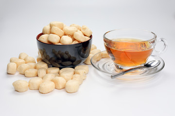 Ampalang snack fish ball a favourite Sabah Borneo food with cup of tea