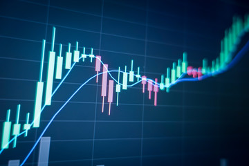 Stock market graph and ticker for businese analysis on LED screen monitor. Finance, Investing and exconomic concept.