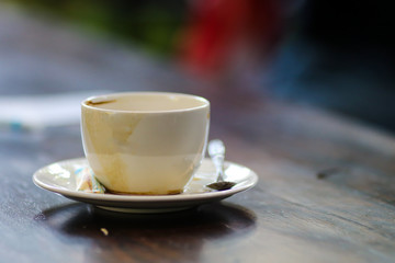 Emtry coffee cup at coffee shop.