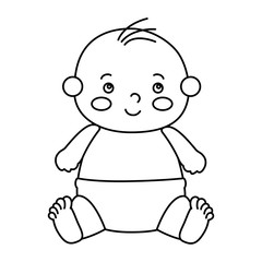 cute little baby boy line style icon vector illustration design