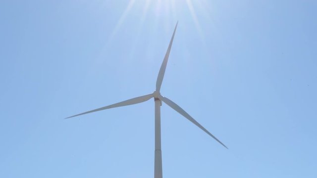 Wind turbine of renewable energy moving blades with sunshine