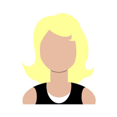People design over white background. For social network. Woman face with blondi hair and white shirt and black jacket. Vector illustration