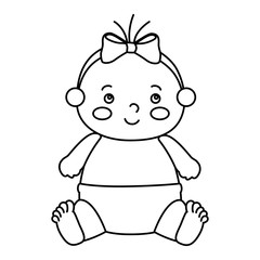 cute little baby girl line style icon vector illustration design