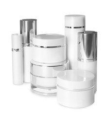 Set of luxury cosmetic products isolated on white