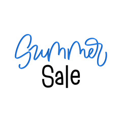 Summer sale lettering sign. Vector modern typographic design element for banners, posters, inscription for advertising, social media. Handwritten modern calligraphy with 3d effect.