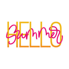 Hello Summer lettering sign. Vector modern typographic design element for banners, posters, inscription for advertising, social media.