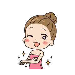 Oblique illustration of a woman with beautiful arms, upper body.