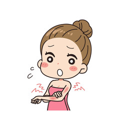 Oblique illustration of a tanned woman, upper body.