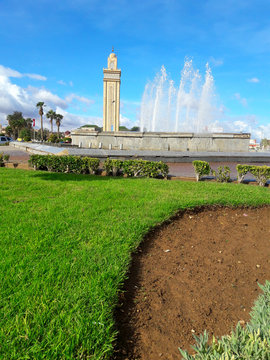 a fountain near a mosque in oujda in morocco