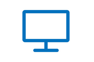 Outline computer monitor icon vector (blue version)
