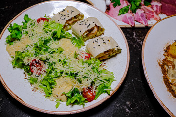 salad on a white plate