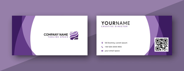 purple business card design. modern wavy theme, double sided business card design