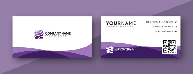 purple business card design. modern wavy theme, double sided business card design