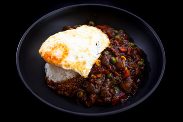 Black bean sauce with rice which is called Jjajangbap in Korea