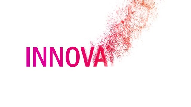Sand particles combine to form Innovation word