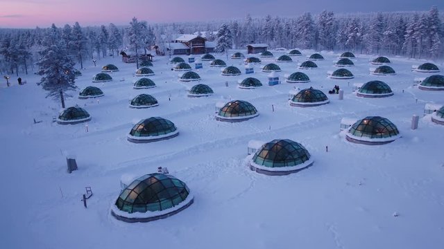 Glass Igoo | Aerial | Winter4 | Kakslauttanen | Saariselkä | Sodankylä | Ivalo | Lapland | Finland