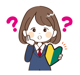 Obraz premium 女性、学生、初心者、疑問