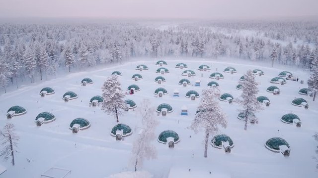 Glass Igoo | Aerial | Winter2 | Kakslauttanen | Saariselkä | Sodankylä | Ivalo | Lapland | Finland