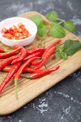 A pile of fresh red peppers