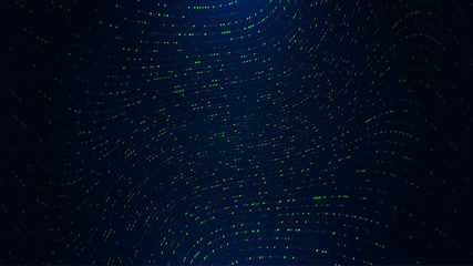 dark blue background with green particles