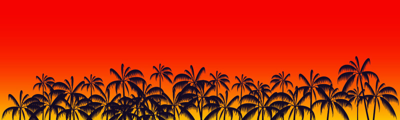 Fototapeta na wymiar Palm trees at sunset.Vector image in the style of freehand drawing . Ornament for printing on various objects.