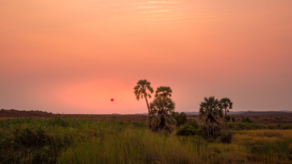Sunset in Palwag lodge in Damaraland, Namibia