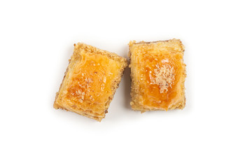 Delicious sweet baklava isolated on white background.