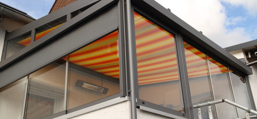 a modern new conservatory with awning - obrazy, fototapety, plakaty