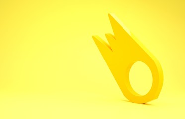Yellow Comet falling down fast icon isolated on yellow background. Minimalism concept. 3d illustration 3D render © Oksana